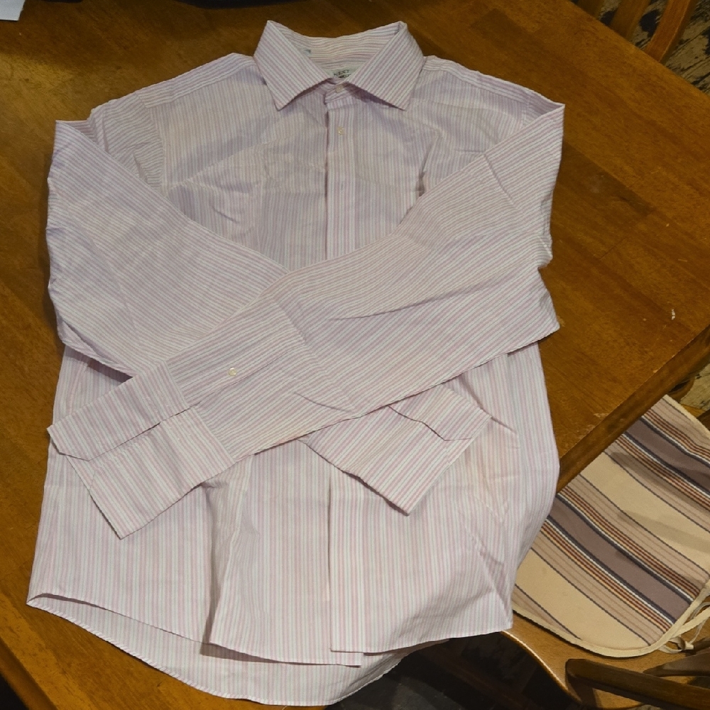Next Men's Light Pink Striped Dress Shirt